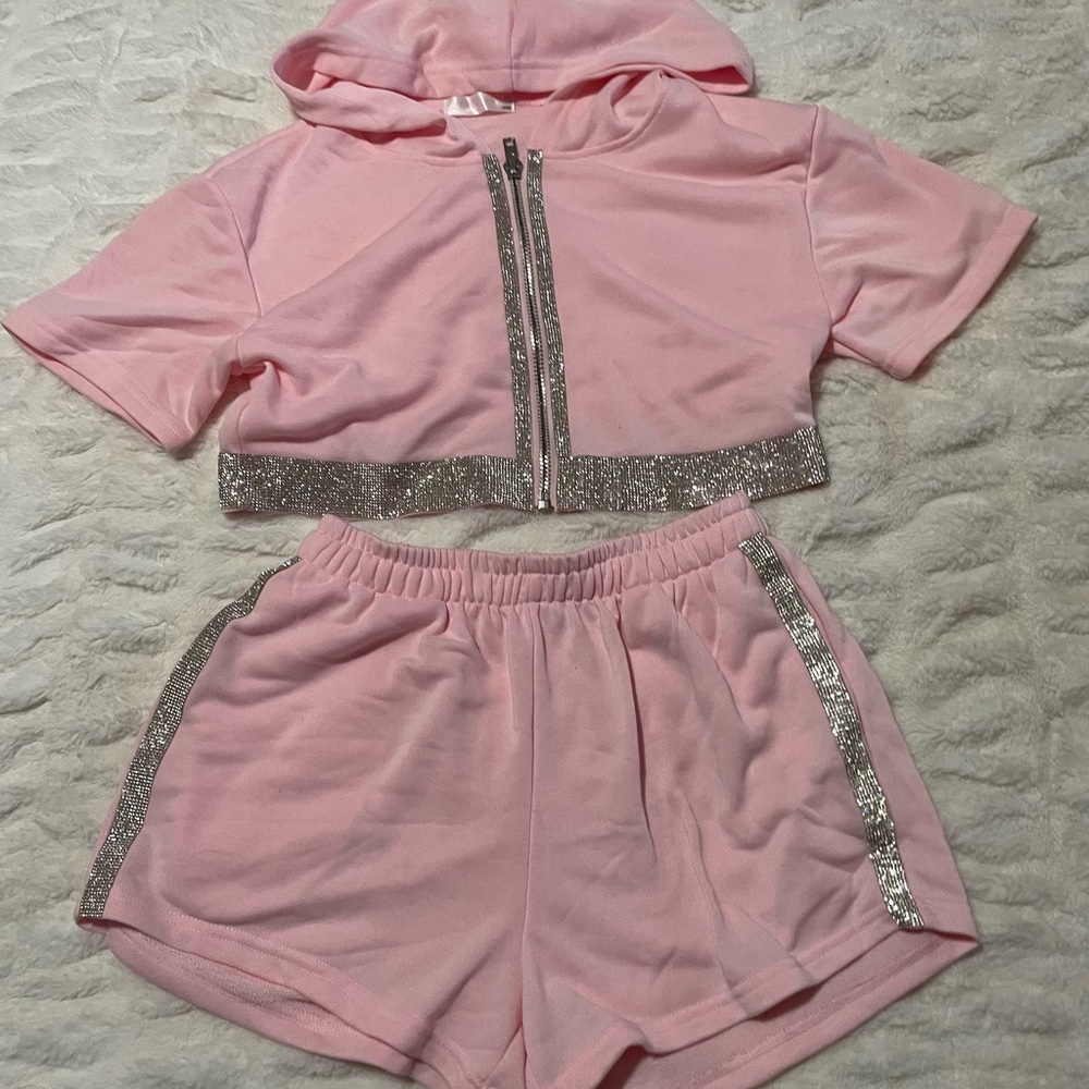 Summer Haus Cropped Rhinestone Short Set - Picture 3 of 7